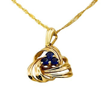 9ct gold Sapphire Cluster Pendant with chain